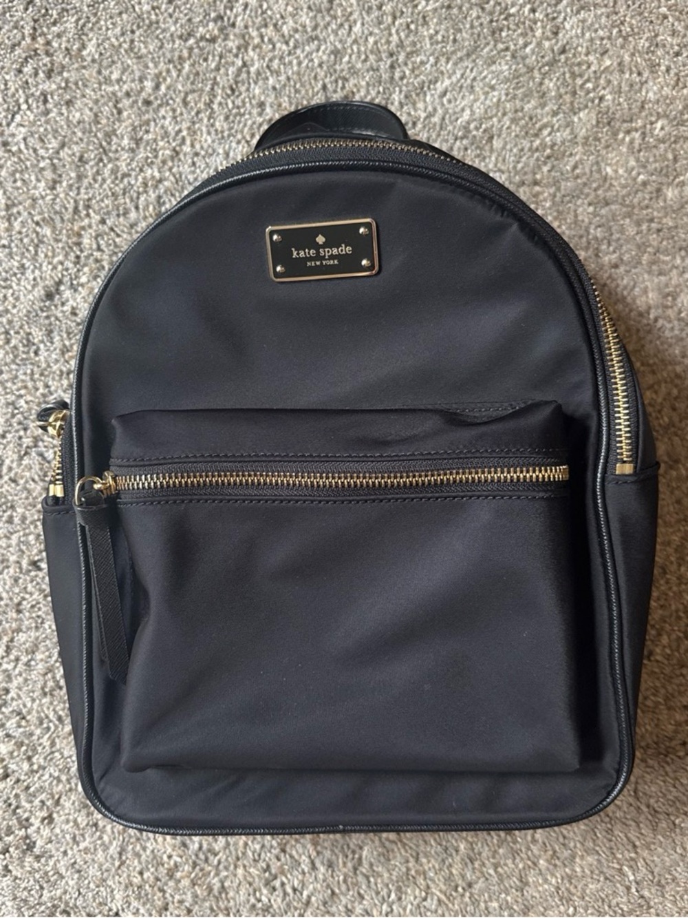 kate spade black nylon mini backpack with gold hardware